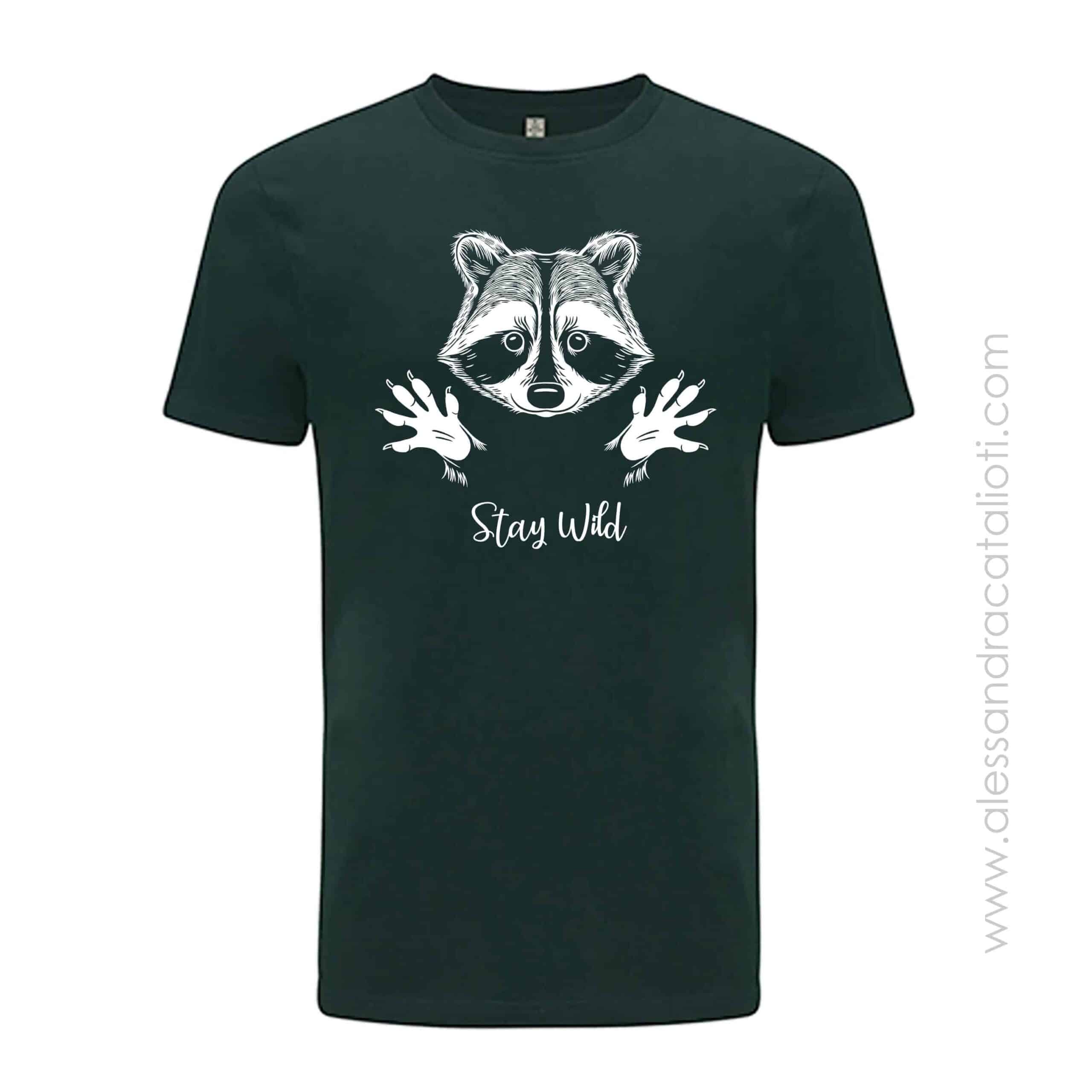 Vegan t-shirt unisex raccoon - material recycled from 100% made
